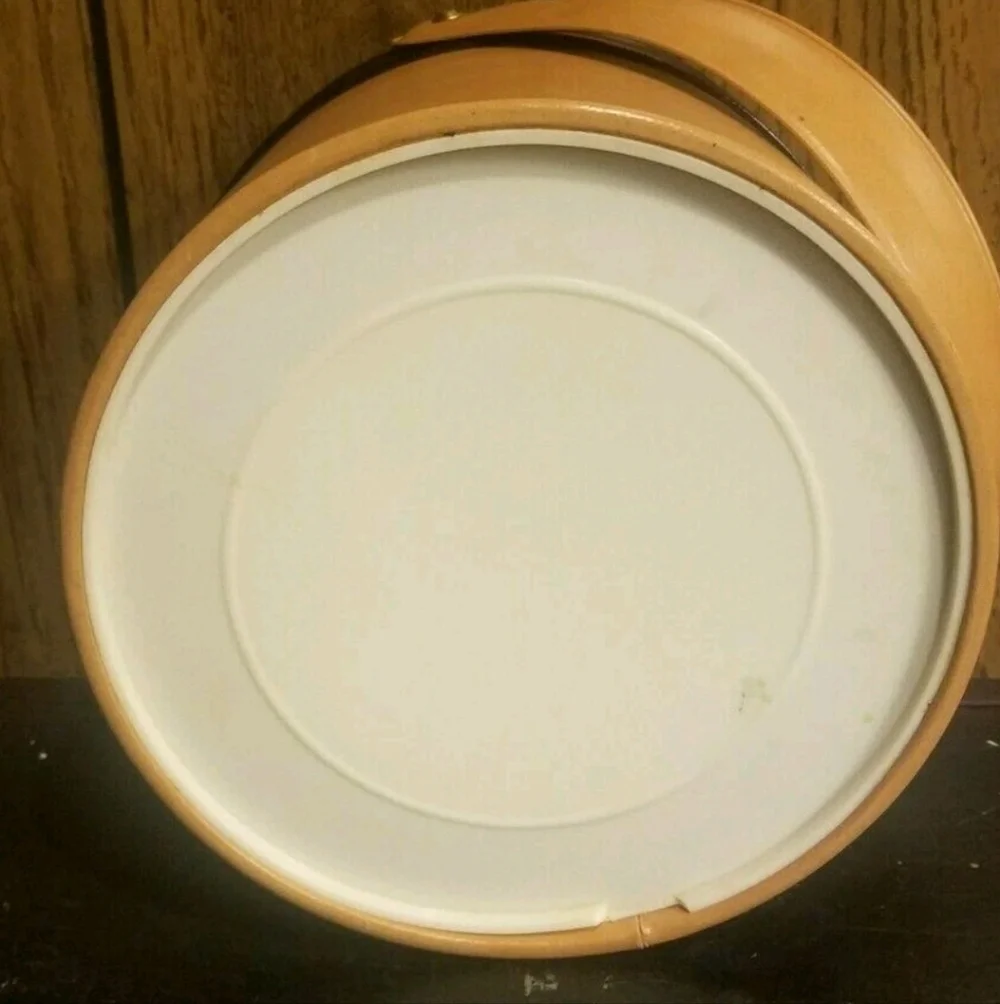 Vintage 1970s Tan and Black Ice Bucket 7 Inches Tall Vinyl Some Scratches